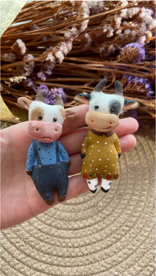 Original Moo Cow handmade fabric brooch \ pendant \ doll