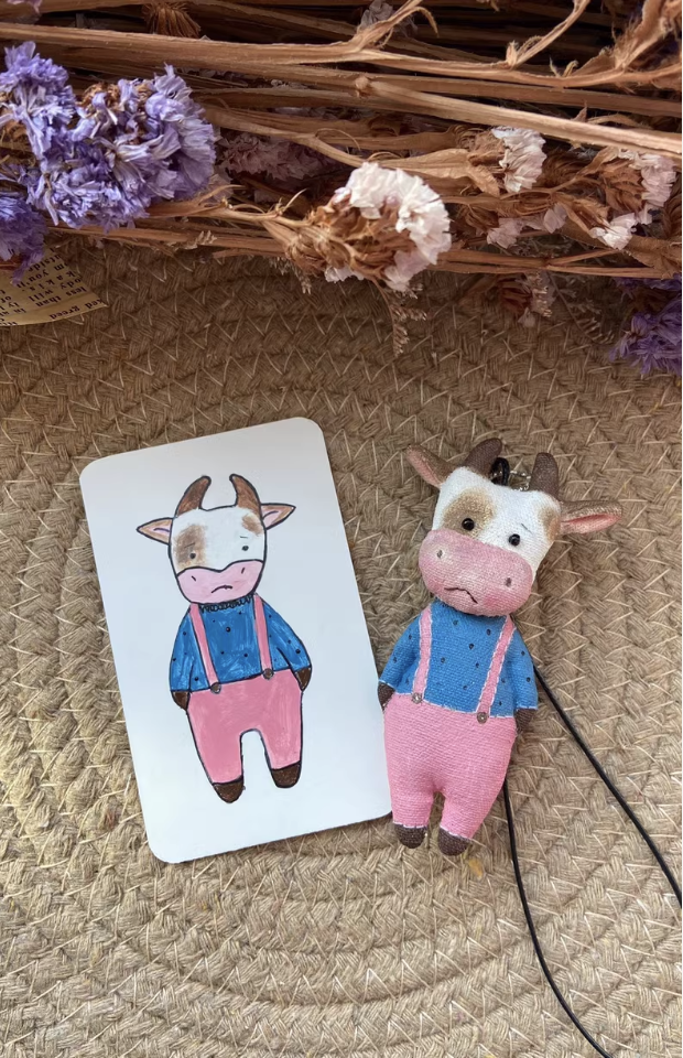 Original Moo Cow handmade fabric brooch \ pendant \ doll