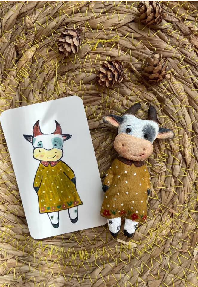 Original Moo Cow handmade fabric brooch \ pendant \ doll